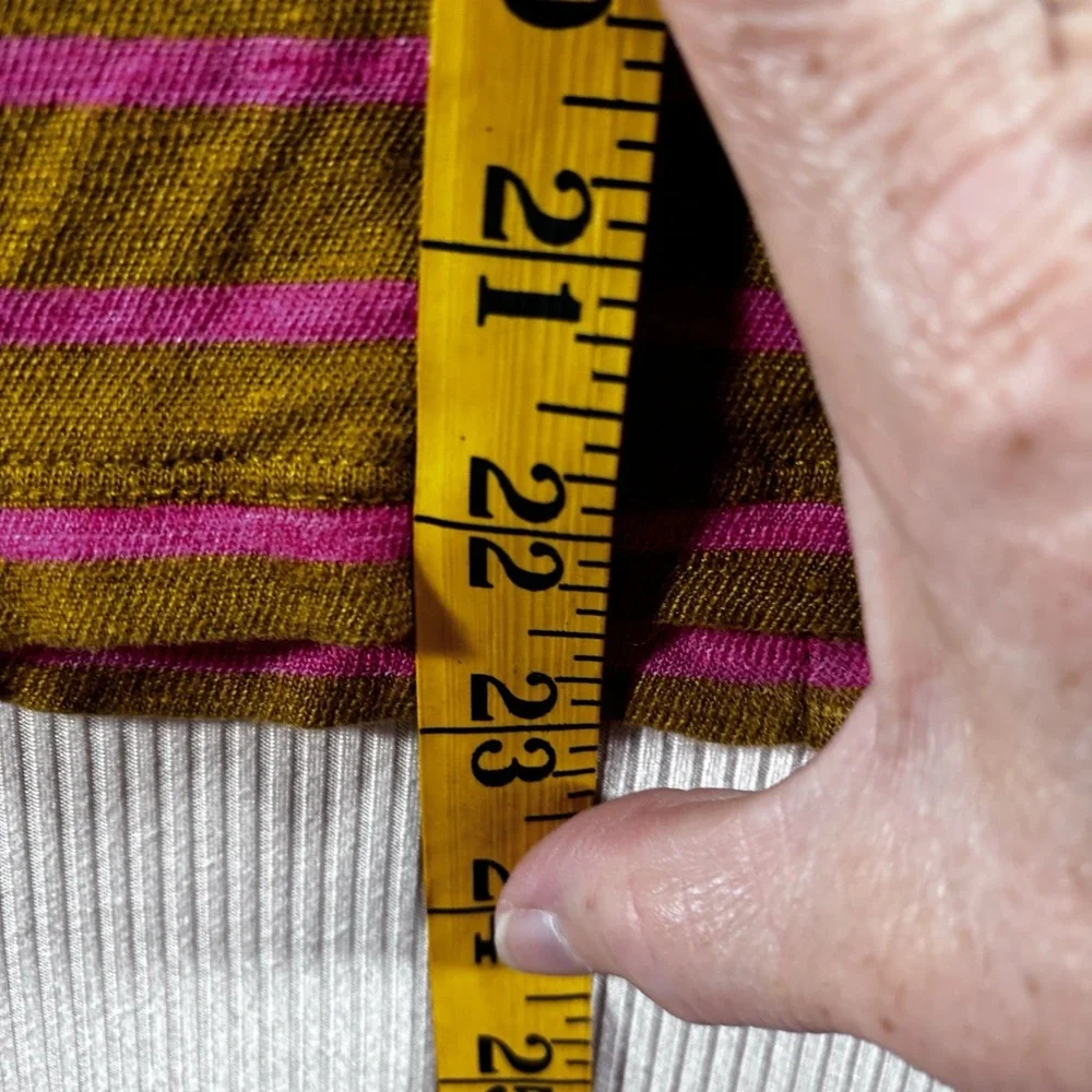 J. Crew‎ Women's Brown/Pink  Stripe 100% Linen  Ruffled Tank Top Medium
